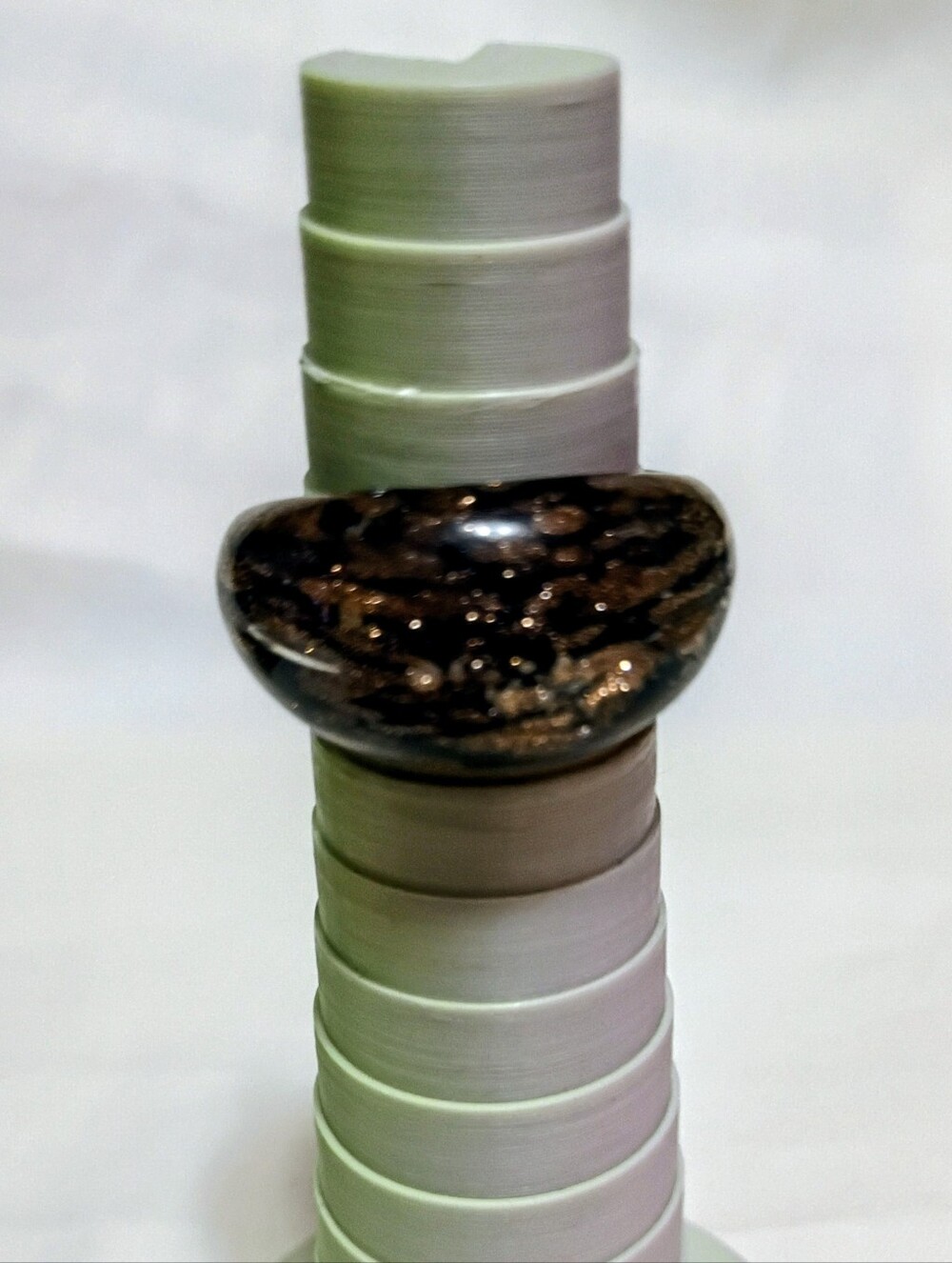 Art Deco Black Brown Gold Swirl Ring